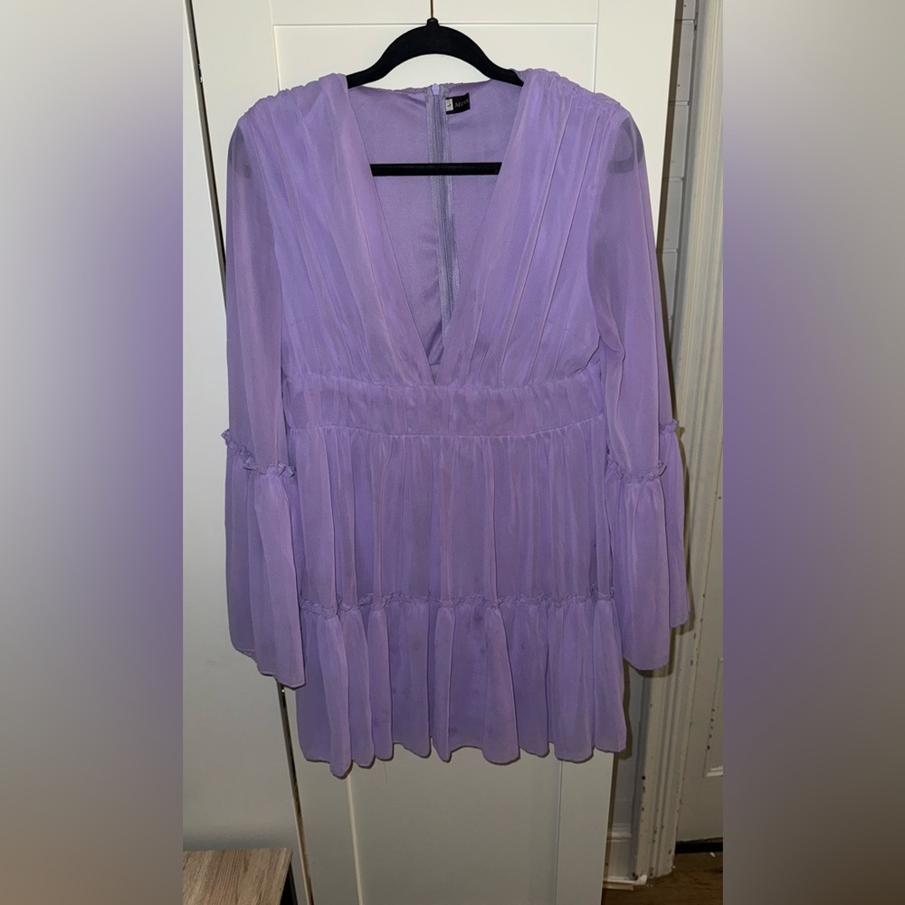 Elegant Purple Long Sleeve Dress